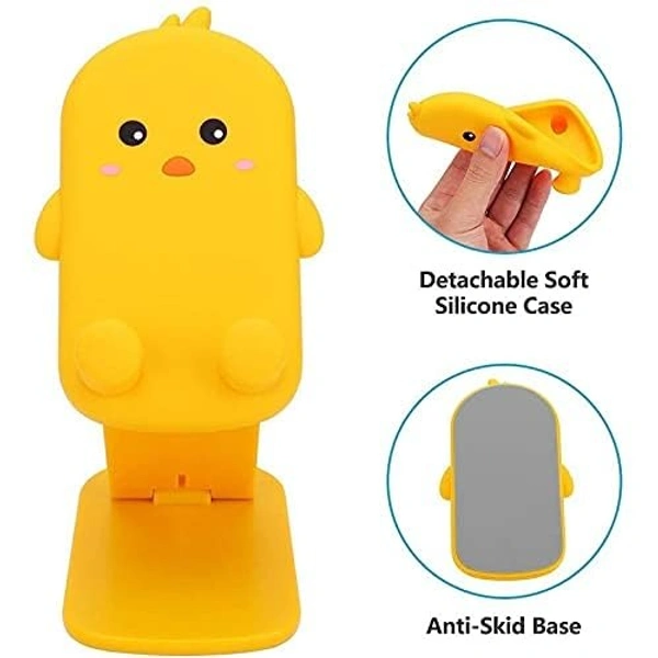 Cartoon Universal Mobile Holder for Desk Tabletop Mobile Stand with Multiple-Angle Adjustable Phone Tablet Stand for Movies Watching Videos Online Class- Yellow Bird - Yellow