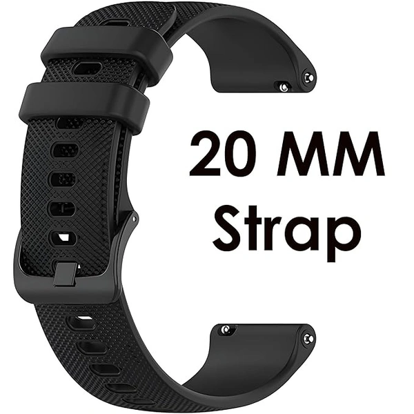 Silicone 20MM Watch Straps Compatible with Samsung Galaxy Watch 4/ Watch 5, Amazfit GST2 Mini,Amazfit Bip/Bip U/Pro/Lite,Amazfit GTS/ 2/2e,Bip S Compatible with All 20MM Watch (Black) - Black