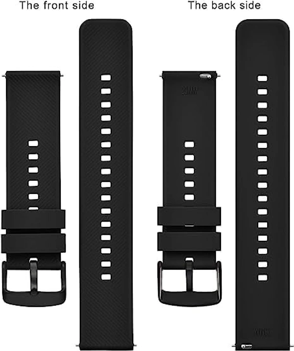 Silicone 20MM Watch Straps Compatible with Samsung Galaxy Watch 4/ Watch 5, Amazfit GST2 Mini,Amazfit Bip/Bip U/Pro/Lite,Amazfit GTS/ 2/2e,Bip S Compatible with All 20MM Watch (Black) - Black