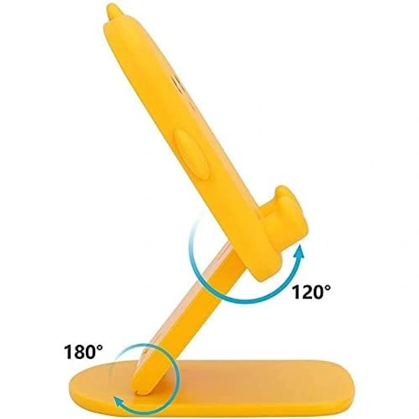 Cartoon Universal Mobile Holder for Desk Tabletop Mobile Stand with Multiple-Angle Adjustable Phone Tablet Stand for Movies Watching Videos Online Class- Yellow Bear - Yellow