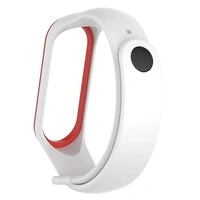 Dual Color Replacement Strap Compatible with Mi band 3 Watch Belt Strap with Screen Guard Protector Accessories Combo Pack(White Red) - White Red