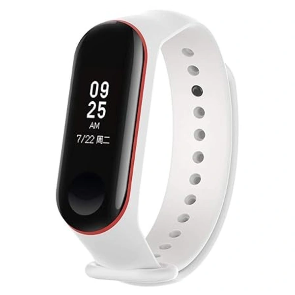 Dual Color Replacement Strap Compatible with Mi band 3 Watch Belt Strap with Screen Guard Protector Accessories Combo Pack(White Red) - White Red