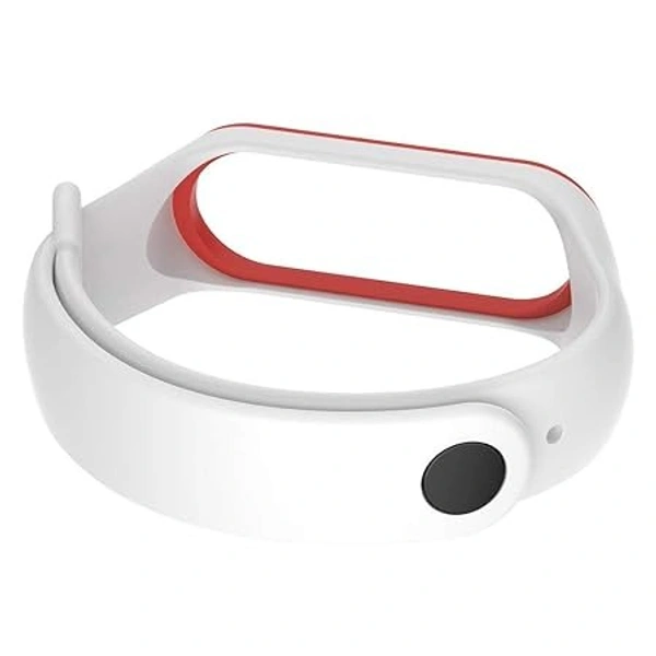 Dual Color Replacement Strap Compatible with Mi band 3 Watch Belt Strap with Screen Guard Protector Accessories Combo Pack(White Red) - White Red