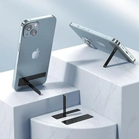  Foldable Metal Mobile Kickstand Tabletop Phone Stand with Horizontal/Vertical Mobile Holder Stand Adjustable Angles Compatible with iPhones or Any Smartphones-Black - Black
