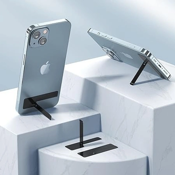  Foldable Metal Mobile Kickstand Tabletop Phone Stand with Horizontal/Vertical Mobile Holder Stand Adjustable Angles Compatible with iPhones or Any Smartphones-Black - Black