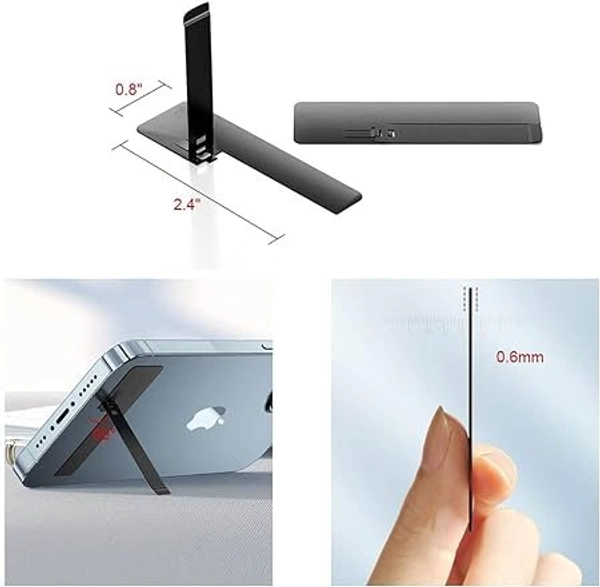  Foldable Metal Mobile Kickstand Tabletop Phone Stand with Horizontal/Vertical Mobile Holder Stand Adjustable Angles Compatible with iPhones or Any Smartphones-Black - Black
