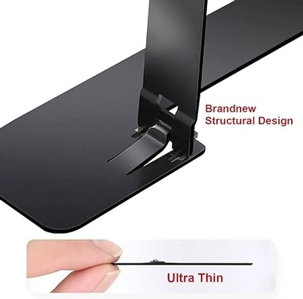  Foldable Metal Mobile Kickstand Tabletop Phone Stand with Horizontal/Vertical Mobile Holder Stand Adjustable Angles Compatible with iPhones or Any Smartphones-Black - Black