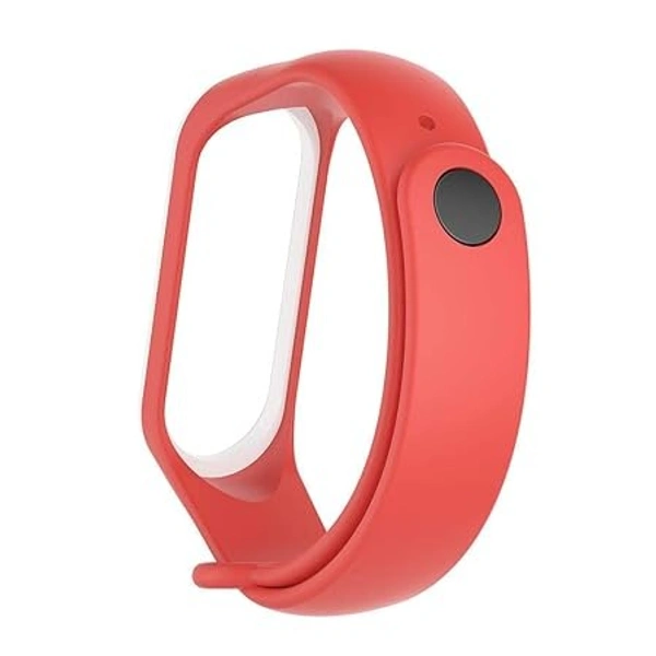 Dual Color Replacement Strap Compatible with Mi band 3 Watch Belt Strap with Screen Guard Protector Accessories Combo Pack(Red White) - Red White