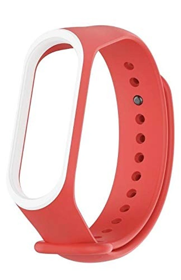 Dual Color Replacement Strap Compatible with Mi band 3 Watch Belt Strap with Screen Guard Protector Accessories Combo Pack(Red White) - Red White