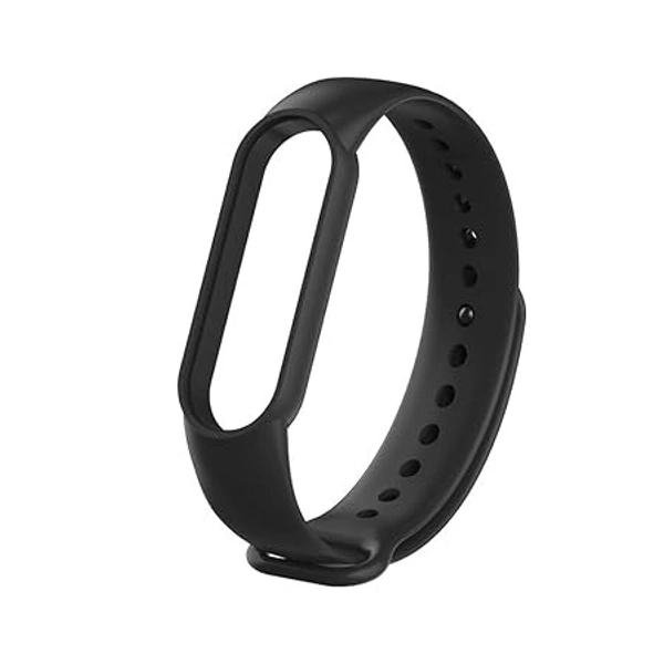 Silicone Adjustable Band Strap Compatible with Mi Band 5 Strap Combo & Mi Band 6 Strap Smart Band Replacement- Set of 2 (Black & Navy Blue) - Black & Navy Blue