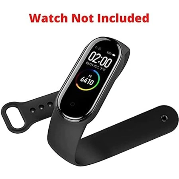 Silicone Adjustable Band Strap Compatible with Mi Band 5 Strap Combo & Mi Band 6 Strap Smart Band Replacement- Set of 2 (Black & Navy Blue) - Black & Navy Blue