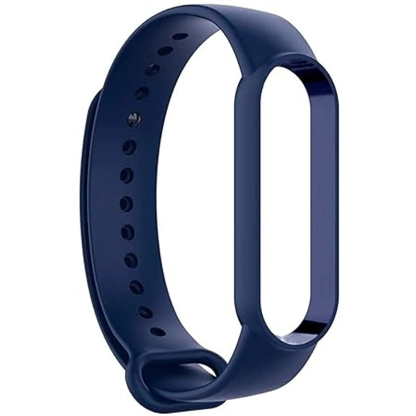 Silicone Adjustable Band Strap Compatible with Mi Band 5 Strap Combo & Mi Band 6 Strap Smart Band Replacement- Set of 2 (Black & Navy Blue) - Black & Navy Blue