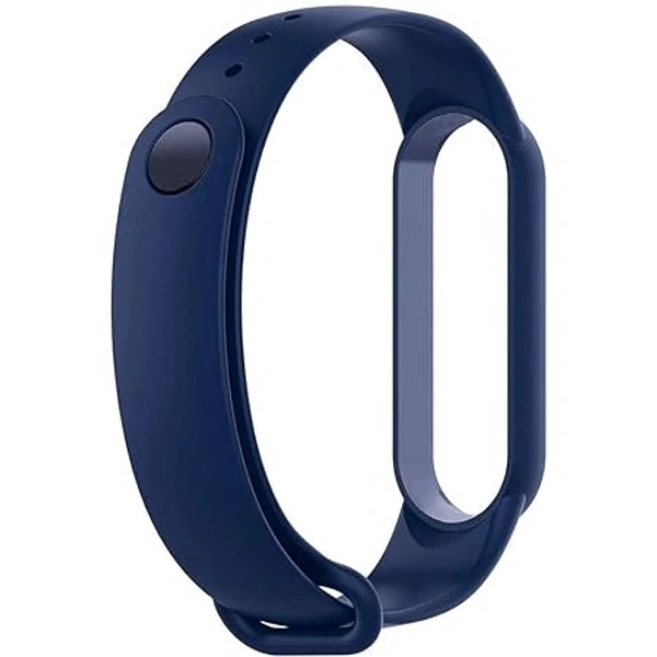 Silicone Adjustable Band Strap Compatible with Mi Band 5 Strap Combo & Mi Band 6 Strap Smart Band Replacement- Set of 2 (Black & Navy Blue) - Black & Navy Blue