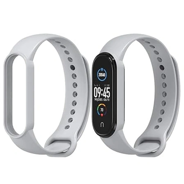  Adjustable Band Strap Compatible with Mi Band 5 Strap & Mi band 6 Strap Smart band Replacement- Grey - Gray