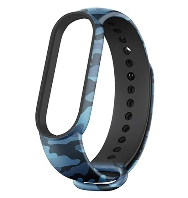  Adjustable Replacement Strap Compatible with Mi Band 5 and Mi Band 6 Army Military Strap(Camouflage Blue) - Camouflage Blue