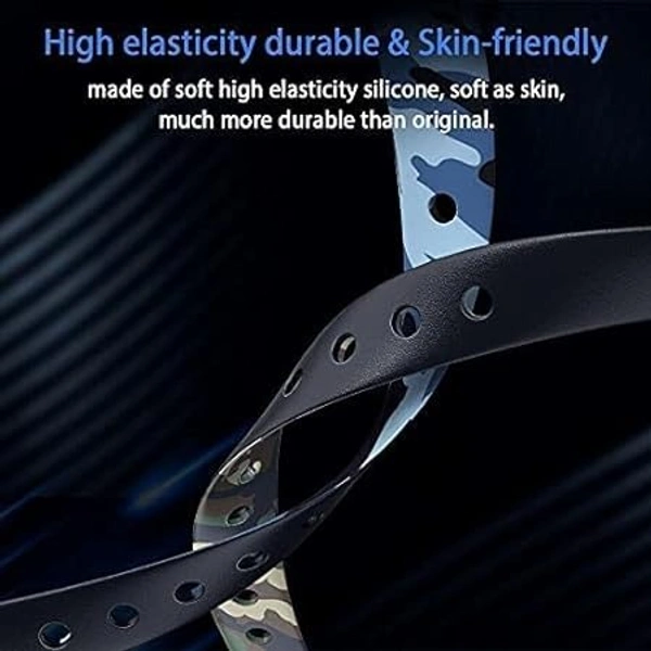  Adjustable Replacement Strap Compatible with Mi Band 5 and Mi Band 6 Army Military Strap(Camouflage Blue) - Camouflage Blue