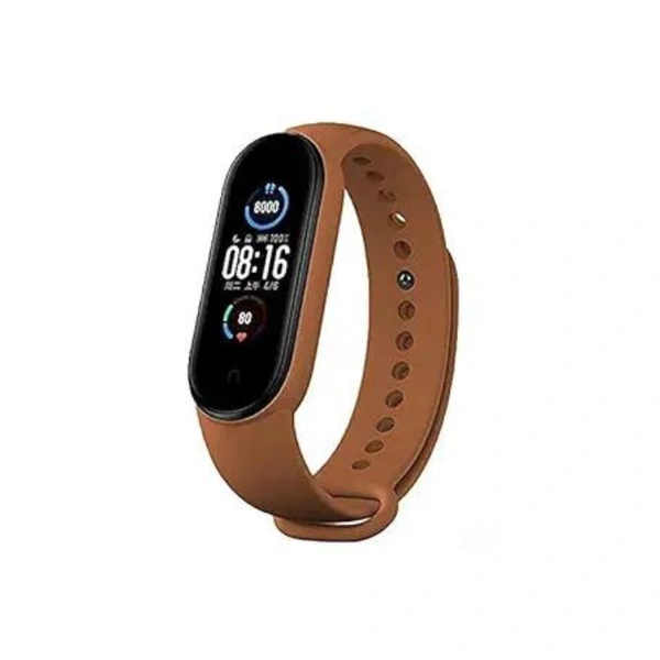 Adjustable Band Strap Compatible with Mi Band 5 Strap & Mi Band 6 Strap Smart Band Replacement- Brown - Brown