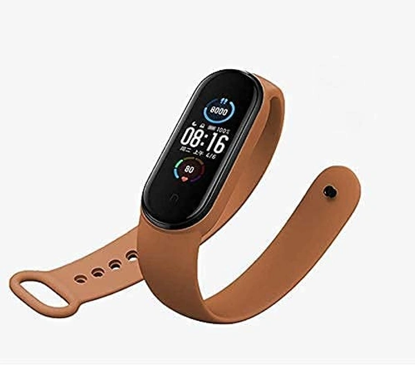 Adjustable Band Strap Compatible with Mi Band 5 Strap & Mi Band 6 Strap Smart Band Replacement- Brown - Brown