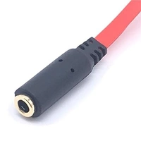  Gold Plated 2 Male to 1 Female 3.5mm Jack Headphone Earphone Audio Mic Y Splitter Cable for Pc Laptop (Red) - Red