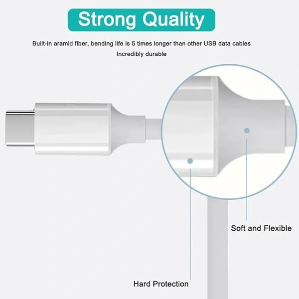 USB Type C to Type C Sync & Fast Charging Cable Compatible with Android SmartPhone, iOs Devices, Tablet and All Type of Type C Devices- 1 Meter - White