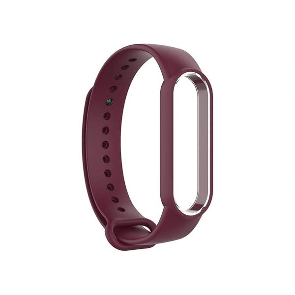 Silicone Replacement Band Strap Compatible with Mi Band 5 and Mi band 6 Smart Watch Red Wine Color Strap - Red Wine