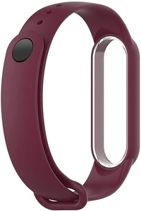 Silicone Replacement Band Strap Compatible with Mi Band 5 and Mi band 6 Smart Watch Red Wine Color Strap - Red Wine