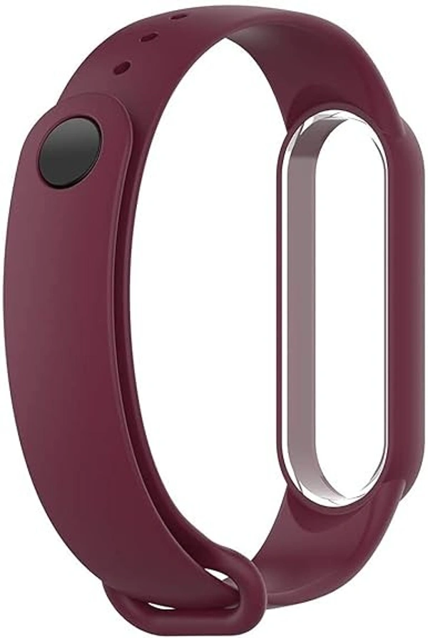 Silicone Replacement Band Strap Compatible with Mi Band 5 and Mi band 6 Smart Watch Red Wine Color Strap - Red Wine