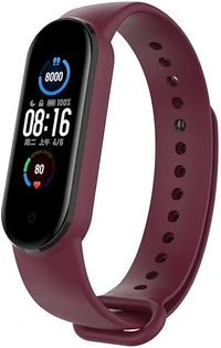 Silicone Replacement Band Strap Compatible with Mi Band 5 and Mi band 6 Smart Watch Red Wine Color Strap - Red Wine