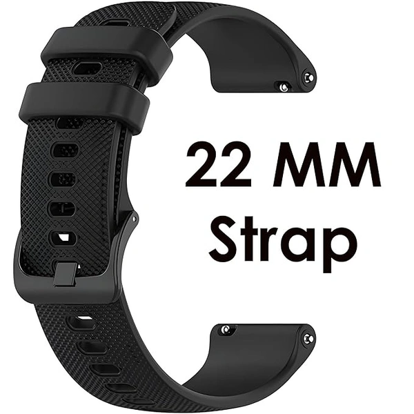  22MM Watch Strap Compatible with Galaxy Watch 3 45mm, Realme S/S Pro, OnePlus(46mm), ColorFit Pro 4/Pro 4 Max/Ultra/Ultra 2, Amazfit GTR (47mm)/ GTR 2E Compatible All 22MM Watch (Black) - Black