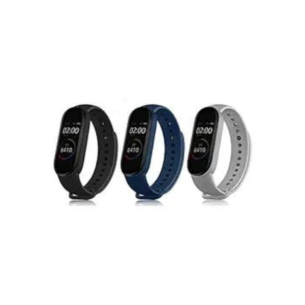 Adjustable Band Strap Compatible with Mi Band 5 Strap & Mi Band 6 Strap Smart Band Replacement Combo Set 3 (Black, Grey,Navy Blue) - Black, Grey & Navy Blue