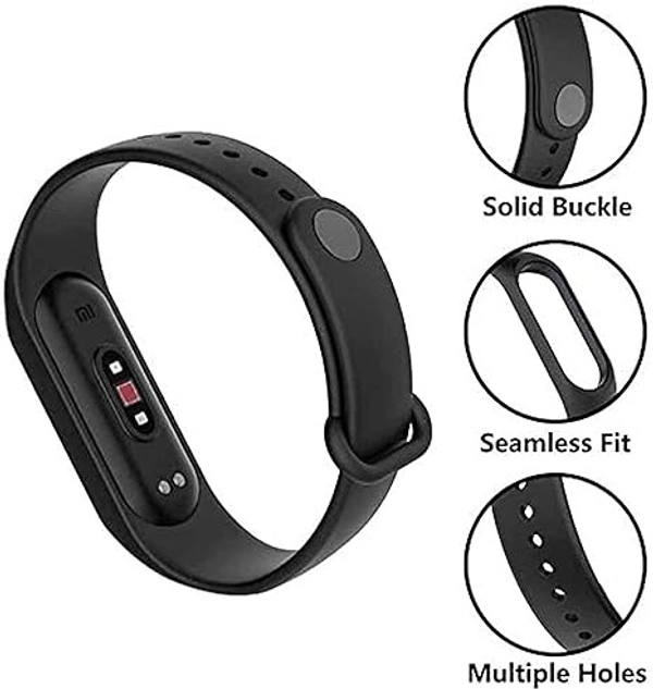 Adjustable Band Strap Compatible with Mi Band 5 Strap & Mi Band 6 Strap Smart Band Replacement Combo Set 3 (Black, Grey,Navy Blue) - Black, Grey & Navy Blue