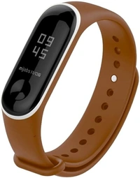Silicone Dual Color Wristband Compatible with M3 for Mi Band 3 and Mi Band 4 Combo Bracelet Accessories (Brown White & Navy Blue White) - Brown White & Navy Blue White