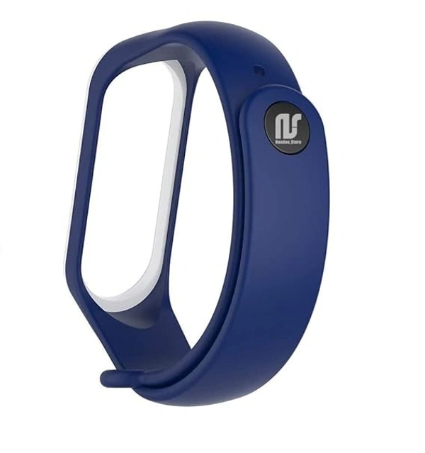 Silicone Dual Color Wristband Compatible with M3 for Mi Band 3 and Mi Band 4 Combo Bracelet Accessories (Brown White & Navy Blue White) - Brown White & Navy Blue White