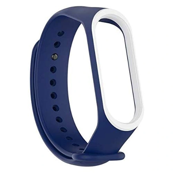 Silicone Dual Color Wristband Compatible with M3 for Mi Band 3 and Mi Band 4 Combo Bracelet Accessories (Brown White & Navy Blue White) - Brown White & Navy Blue White
