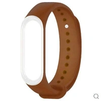 Silicone Dual Color Wristband Compatible with M3 for Mi Band 3 and Mi Band 4 Combo Bracelet Accessories (Brown White & Navy Blue White) - Brown White & Navy Blue White