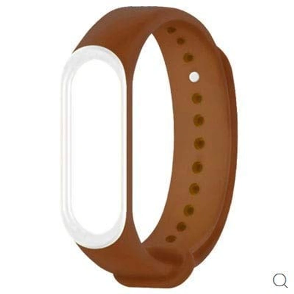 Silicone Dual Color Wristband Compatible with M3 for Mi Band 3 and Mi Band 4 Combo Bracelet Accessories (Brown White & Navy Blue White) - Brown White & Navy Blue White