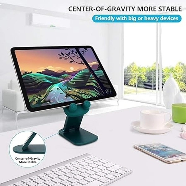 Universal Cartoon Mobile Tabletop Phone Stand with Multi-Angle Adjustable Phone Desk Tablet Stand for Watching Videos, Movies Online Classes- Green Bear - Green