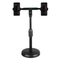  Universal Dual Head Mobile Phone Stand for Table Desk Online Class with Multi-Angle Adjustable Height |360 Flexible Rotation Mobile Holder Stand Compatible with All Smartphone Holder- Black - Black