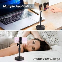  Universal Dual Head Mobile Phone Stand for Table Desk Online Class with Multi-Angle Adjustable Height |360 Flexible Rotation Mobile Holder Stand Compatible with All Smartphone Holder- Black - Black