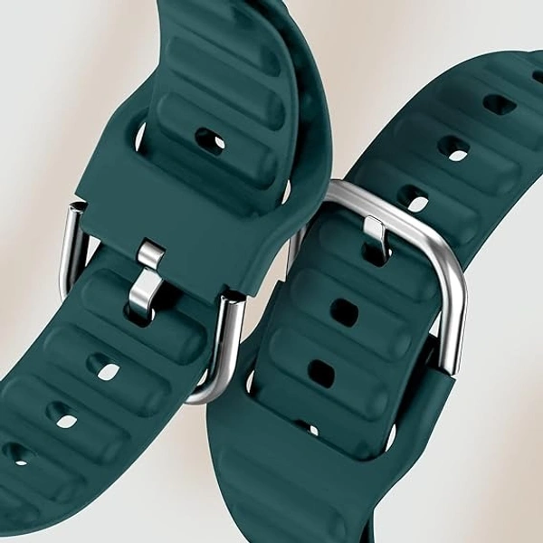 Adjustable Replacement Silicone Pattern 22mm Watch Band Strap with Metal Buckle Compatible with Noise,boAt, Fire-Boltt,Amazfit and Other 22mm watch- Olive Green - Olive Green