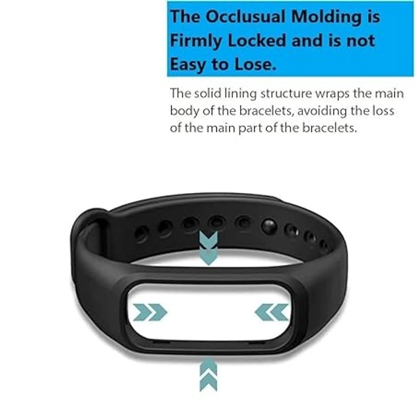  Adjustable Silicone Smart Band Strap Compatible with Oneplus Band Strap & Oppo Smart Band Strap -Black - Black