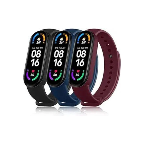 Adjustable Band Strap Compatible with Mi Band 5 Strap & Mi Band 6 Strap Smart Band Replacement- Set of 3(Black, Navy Blue,Red Wine) - Black, Navy Blue,Red Wine