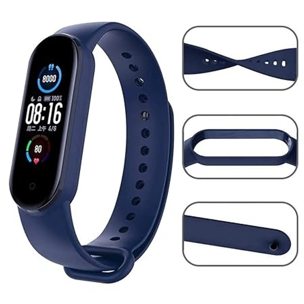 Adjustable Band Strap Compatible with Mi Band 5 Strap & Mi Band 6 Strap Smart Band Replacement- Set of 3(Black, Navy Blue,Red Wine) - Black, Navy Blue,Red Wine
