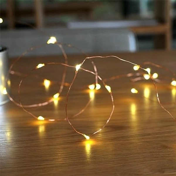 5 Meter 50 LED 3AA Battery Powered Copper String Fairy Lights Waterproof- Warm White - Yellow
