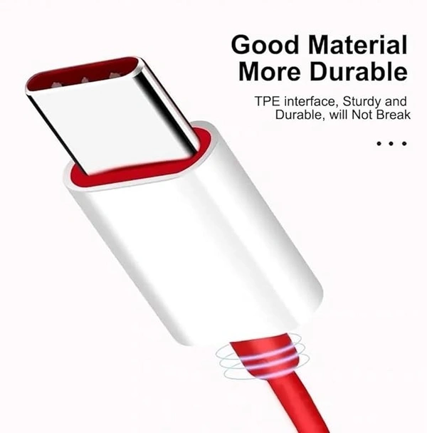  65W Type C Dash Warp Charging Cable 6.5 Amp Type C to Type C Fast Charging Cable Compatible with One Plus 8T/ 9/ 9R/ 9 pro/ 9RT/ 10R/ Nord & for All Type C Devices- Red - Red