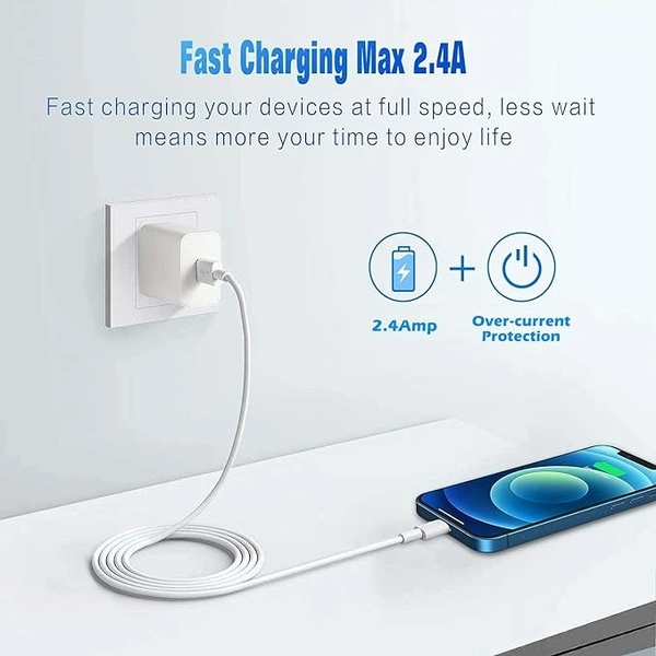 USB Fast Charging Cable & Data Sync Compatible with iPhone X/XR/XS MAX/XS/ 11/11 PRO/ 11 PRO MAX/iPads/iPhone 12/Mini/Pro/Pro Max (1 Meter, White) - White