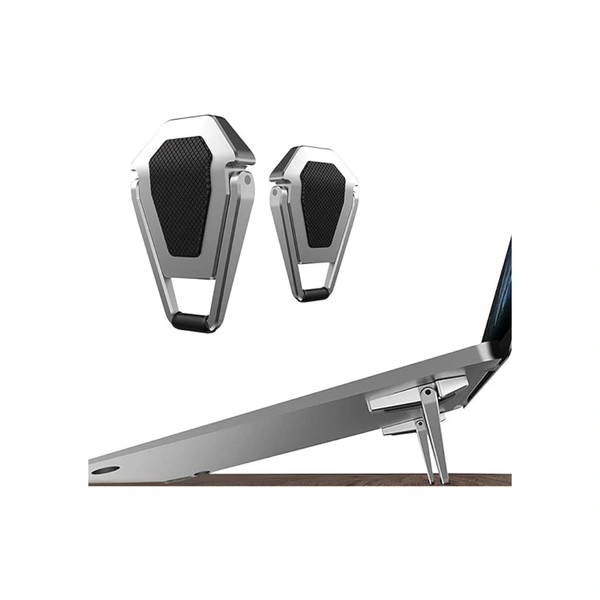 Instant Laptop Kickstand Metal Folding Portable Laptop Stand with Non-Slip Base | Tabletop Laptop Riser for 10-17 inch Laptop Tablet & Keyboard- Pack of 2 - Silver