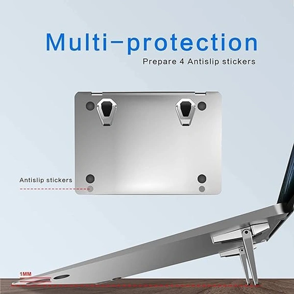 Instant Laptop Kickstand Metal Folding Portable Laptop Stand with Non-Slip Base | Tabletop Laptop Riser for 10-17 inch Laptop Tablet & Keyboard- Pack of 2 - Silver