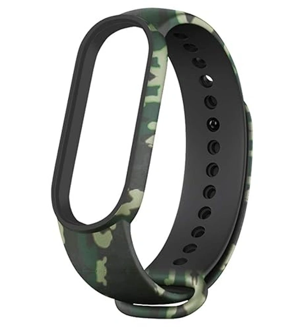 Combo Pack of 2 Replacement Strap Compatible with Mi Band 5 & Mi Band 6 Military Strap(Camouflage Green Camouflage Blue) - Camouflage Green &  Camouflage Blue