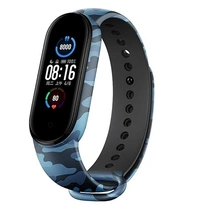 Combo Pack of 2 Replacement Strap Compatible with Mi Band 5 & Mi Band 6 Military Strap(Camouflage Green Camouflage Blue) - Camouflage Green &  Camouflage Blue